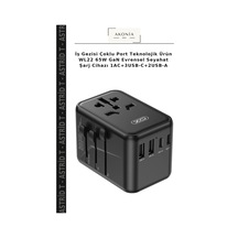 İş Gezisi Çoklu Port Teknolojik Ürün Wl22 65w Gan Evrensel Seyahat Şarj Cihazı 1ac+3usb-c+2usb-a