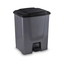 Omnipazar Flora F196-S 10Lt Slim Pedallı Gri Plastik Çöp Kovası S Krom