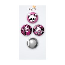 Monster High Draculaura 3'lü Metal Rozet Seti 58mm İğneli Buton Çanta Yaka Rozeti Çok Renkli