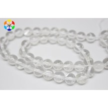 Kristal Kuvars Taşı YARIM Dizi 8mm (18cm uzunluğundadır)