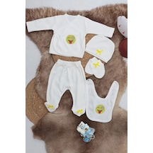 Sema Baby 5 Parça Hastane Çıkışı Zıbın Seti 0-3 Ay Beyaz