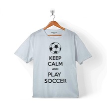 Keep Calm And Play Soccer Futbol Football Çocuk Tişört 001