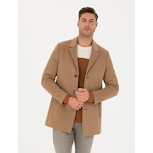 Pierre Cardin Camel Yün Karışımlı Ekstra Slim Fit Kaşe Kaban 50270887-vr015