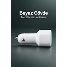 Çift Portlu Beyaz Oto Şarj Adaptörü - Lisinya