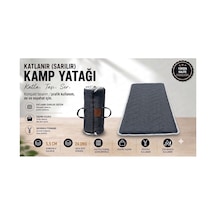 Zishtekstil Çift Kişilik Koyu Antrasit Gri Taşınabilir Katlanır Yatak Karavan Kamp Yatağı Anne Yanı Yer Yatağı