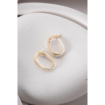 925 Ayar Gümüş Çift Renk U Model Burma Halka Küpe