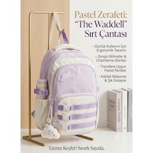 Genel Markalar The Waddell Pastel Mor Mavi Pembe Sırt Çantası Okul Çantası Günlük Kullanım Çok Bölmeli Açık Mor