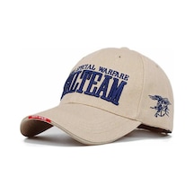 Linchen Sealteam Nakışlı Beyzbol Şapkası - İlkbahar/sonbahar Ayarlanabilir Güneş Koruyucu Bej