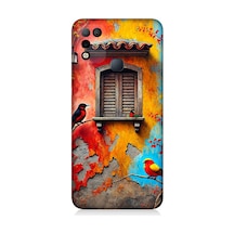 İnfinix Hot 10 Play Uyumlu Pencerede Renkli Kuşlar Desenli Silikon Kılıf Çok Renkli