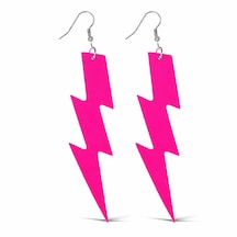 80 Ler 90&apos Lar Retro Neon Pembe Şimşek Küpe 10 Cm Altın