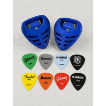 Gitar Pena Tutucu Lacivert, 2 Adet Ukulele Pena Şarjörü Ve 8 Adet Karışık İnce Çalma Penası Seti, Penalar Rastgele Renk Ve Model Gönderilir