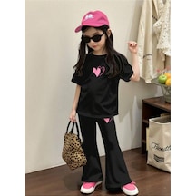 My Kids Wear Kalp Baskılı Kız Çocuk Takım Pembe