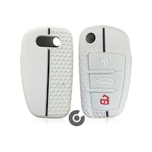 Audi A1 A3 A4 A5 A6 A7 & Q3 Q5 Q7 Q8 & Tt S3 S4 S6 Rs Silikon Anahtar Kılıfı Açık Gri