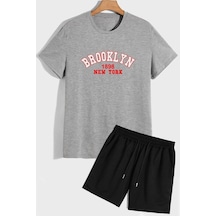 Uyguntarz Brooklyn Şort T-shirt Eşofman Takımı Gri