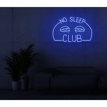 No Sleep Club Yazılı Ve Şekilli Neon Tabela Mavi