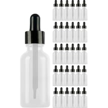 Afracam Şeffaf 50 Ml Kapaklı Dropper Damlalık Cam Şişe 30 Adet Siyah