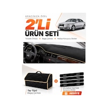 Audı A6 1997-2004 Uyumlu Torpido Örtüsü + Tay Tüyü Bagaj Çantası + Sticker Seti - Siyah Bej