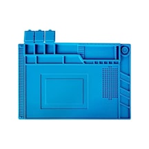 S160 Isıya Dayanıklı Manyetik Silikon Tamir Pedi Mıknatıslı Saklama Bölmeli - 45x30cm Mavi
