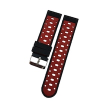 Akıllı Saat İçin 22mm Kırmızı Desenli Siyah Silikon Saat Kordonu 11111