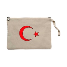 Ay-yıldız Krem Clutch Astarlı Cüzdan / El Çantası
