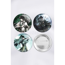 Qiuyuan Wuthering Waves Gacha Çanta Süsü Rozet İğneli Buton Rozet Seti 3 Adet Üçlü