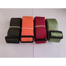 Haki Yeşil, Turuncu, Bordo Ve Su Yeşili Renk Valiz Kemeri 4 Cm Çok Renkli