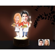 Kişiye Özel Sevgililer Karikatürlü Dekoratif 3D Biblo Led Işıklı (481495593)
