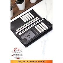 Vanilla Collection Telefon Bölmeli Unisex Siyah Cüzdan Mıknatıslı Ve El Bantlı Büyük Paraportföy El Çantası Siyah