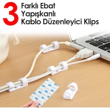 Kablo Düzenleyici Kablo Klipsi Yapışkan Bantlı 3 Farklı Ebat (525855977)