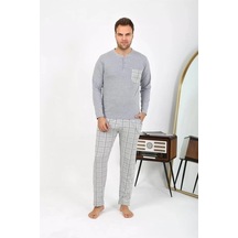 Erkek Uzun Kol Penye Pijama Takımı Gri