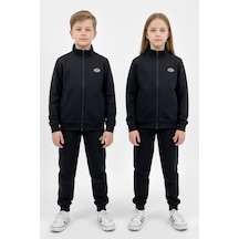 Fermuarlı Cepli Çocuk Unisex Eşofman Takımı-90928 Siyah