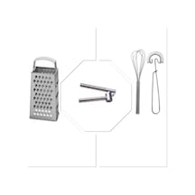 2'li Çırpıcı+çelik Rende+çelik Sarımsak Ezici 3lü Set Pratik Mutfak Gereçleri