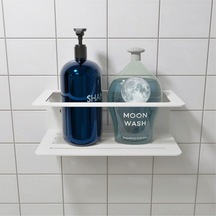 Aju Şampuanlık Sabunluk, Minimalist Banyo Organizatörü, Metal Duş Rafı, Banyo Düzenleyici Beyaz