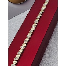 Xuping Oval Baget Taşlı Gold Renk Çelik Bileklik Altın