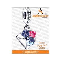 Hercai Çiçeği Zarf Charm Gümüş