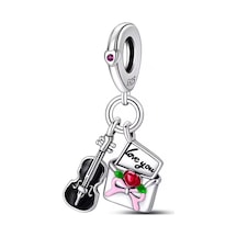 Fubena Gitar Ve Zarf Sallantılı Charm Gümüş
