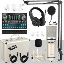 Midex Cx1 Diamond Set Efektli Ses Kartı Mikrofon Kulaklık Stand Kayıt Canlı Yayın Seti - Pc ve Telefon