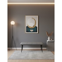 Özcan Metal Metal Ayak Metal Kasalı Bench Mutfak Salon Antre Yatak Odası Puf Bank Antrasit Gri