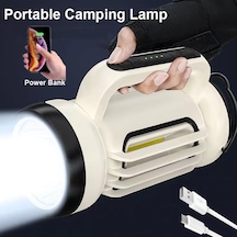 Ultra Şarjlı Güçlü El Feneri Hızlı Dolum Ve Kablo Ile Şarj Imkanı Powerbank Özellikli Beyaz