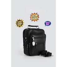 Westbag Erkek Çelik Kasalı Hakiki Deri El Ve Omuz Çantası Ayarlanabilir Askılı Orta Boy Siyah