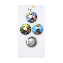 Naruto Animesi Naruto Uzumaki 3'lü Metal Rozet Seti 58mm İğneli Buton Çanta Yaka Rozeti Çok Renkli