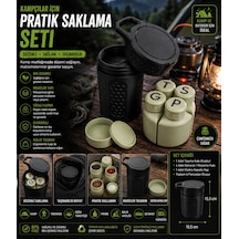 Kamp & Outdoor Çok Amaçlı Baharat Ve Saklama Seti Taşınabilir 6 Parça Siyah