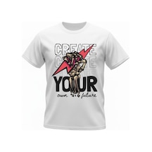 Urbantrendstore Unisex Future Oversize Fit Rahat Geniş Salaş T-shirt Günlük Tişört Beyaz