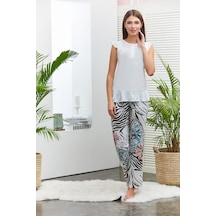 Flz Pijama Flz 88-445 Kadın Kısa Kol Pijama Takımı Ekru