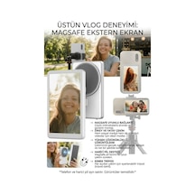 A2 Pro Manyetik Selfie Ekranı - Magsafe Uyumlu 4.02 İnç Vlog Monitörü Ve Bluetooth Uzaktan Kumandalı Beyaz - 928305208