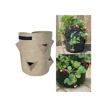 Sones 8 Cepli 43l / 10 Galon Dokumasız Keçe Çilek Dikim Çantası, Boyut: 35x45cm Kahverengi