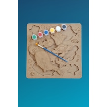 Çocuklar İçin Zeka Ve Beceri Geliştiren Su Canlıları Ahşap Boyama Puzzle Seti