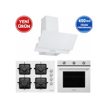 Eminçelik Ve AFM Tech Bıneo Turbolu 12 226 - FM7601 - FM3301W Beyaz Cam Ankastre Set