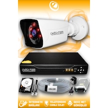 Elitcam 1 Kameralı Kare 1 Dış Kamera Set 500 GB HDD Full HD Gece Görüşlü Güvenlik Kamerası Sistemi