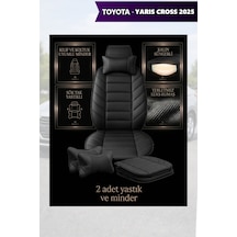 Yaris Cross 2025 Uyumlu Premium Lüks Siyah Renk 2 Adet Minder Ve Yastık